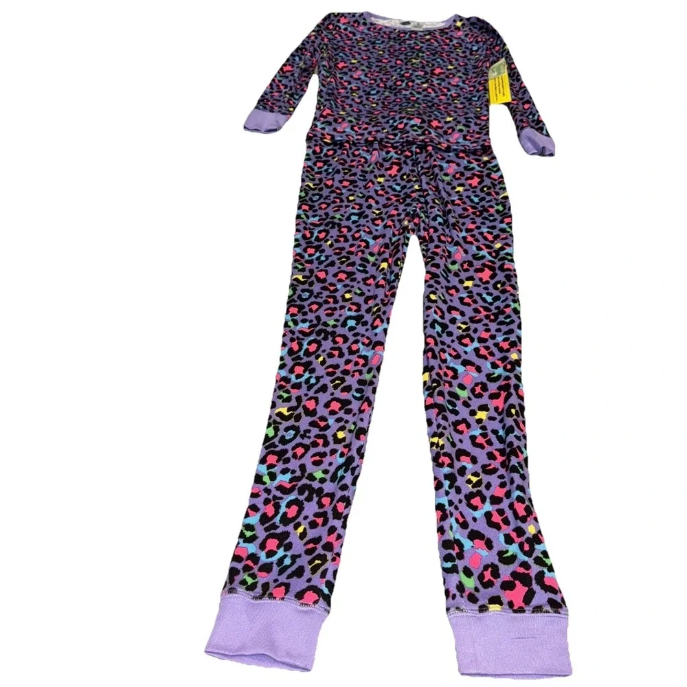 Extremely Me Purple Multi Leopard 2-Piece LS Shirt / Pants Sleep PJ‎ SZ 14 Girls